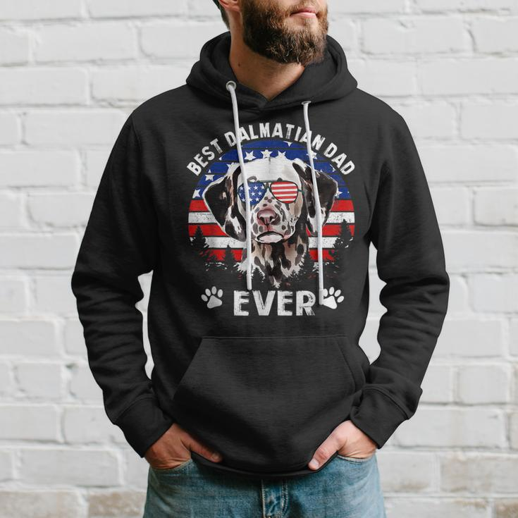 Mens Best Dalmatian Dad Ever Us Flag 4Th Of July Hoodie Gifts for Him