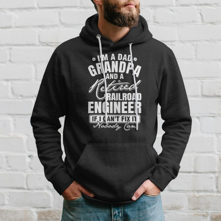 Mens Dad Grandpa And A Retired Railroad Engineer Fathers Day Hoodie Gifts for Him