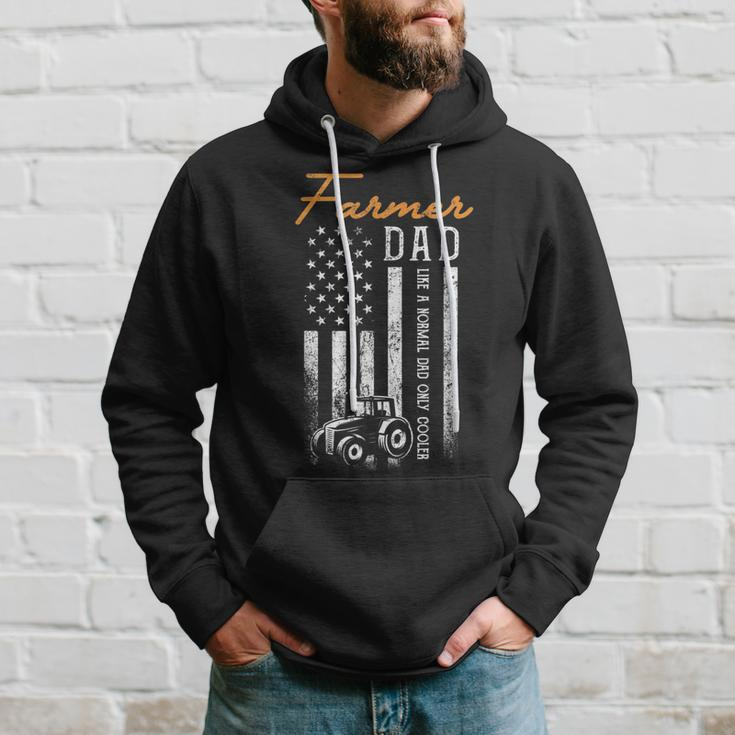 Mens Farmer Dad Like A Normal Dad Only Cooler Usa Flag Farming Hoodie Gifts for Him