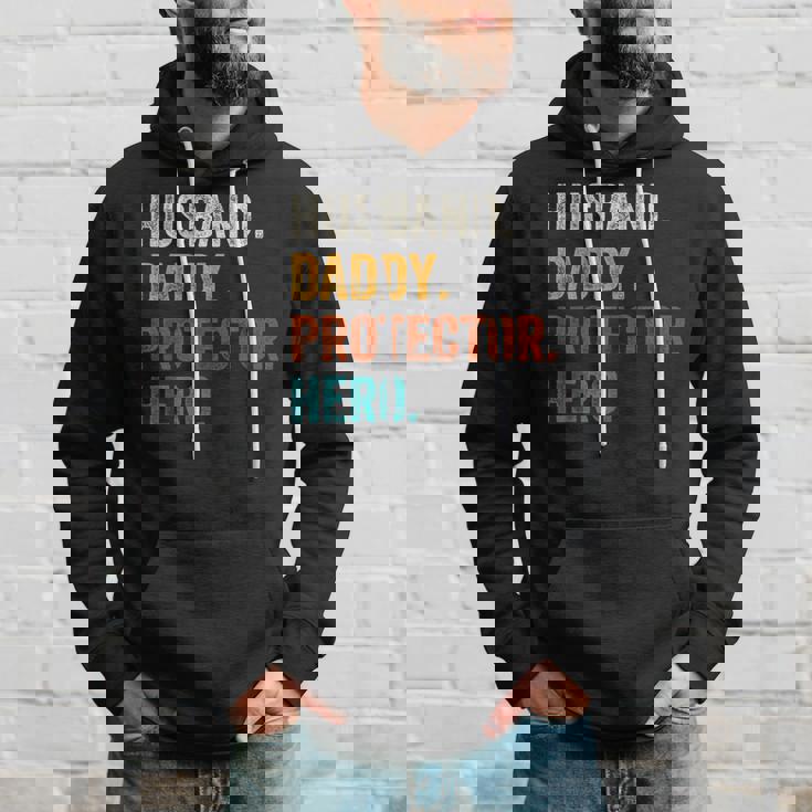 Mens Husband Daddy Protector Hero Fathers Day For Daddy Hoodie Gifts for Him