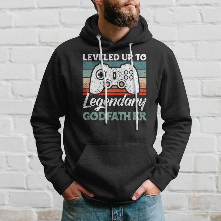 Mens Leveled Up To Legendary Godfather - Uncle Godfather Hoodie Gifts for Him