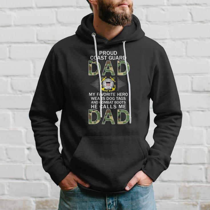 Mens My Favorite Hero Wears Combat Boots Proud Coast Guard Dad Hoodie Gifts for Him
