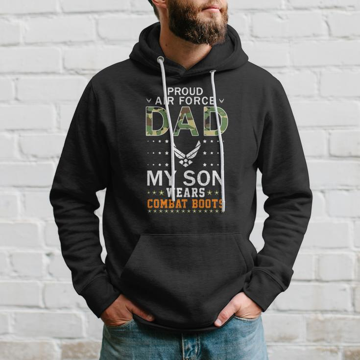 Mens My Son Wear Combat Boots-Proud Air Force Dad Camouflage Army Hoodie Gifts for Him