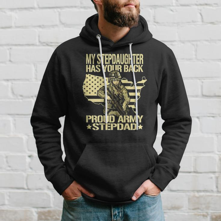 Mens My Stepdaughter Has Your Back - Proud Army Stepdad Dad Gift Hoodie Gifts for Him