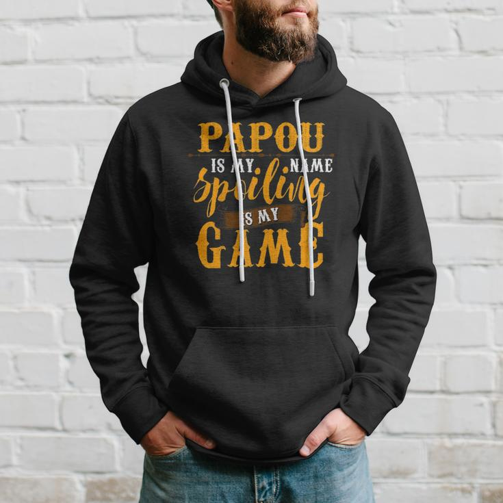 Mens Papou Is My Name Spoiling Is My Game Fathers Day Hoodie Gifts for Him