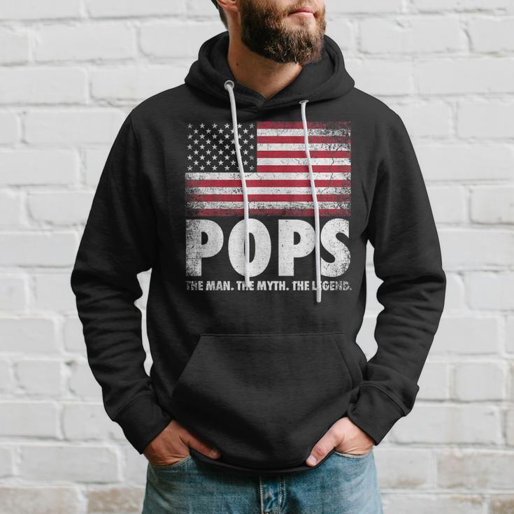 Mens Pops The Man Myth Legend Fathers Day 4Th Of July Grandpa Hoodie Gifts for Him