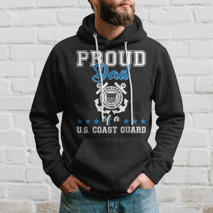 Mens Proud Dad Of A Coast Guard Military Family Us 4Th Of July Hoodie Gifts for Him