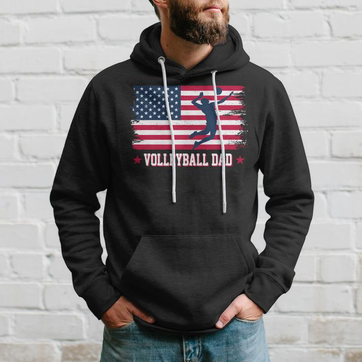 Mens Proud Volleyball Dad American Flag 4Th Of July Freedom Hoodie Gifts for Him