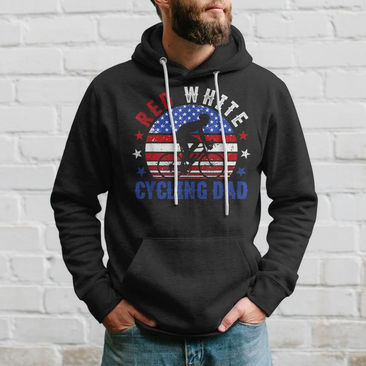 Mens Red White Cycling Dad 4Th Of July American Flag Gift Hoodie Gifts for Him