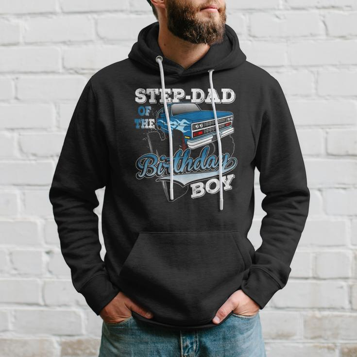 Mens Step-Dad Of The Birthday Boy Monster Truck Birthday Hoodie Gifts for Him