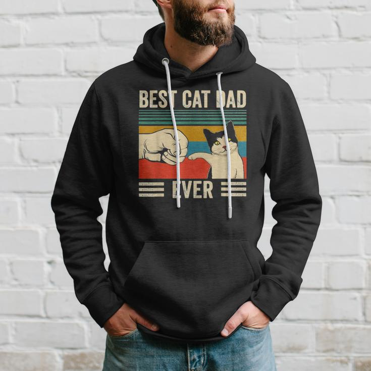 Mens Vintage Best Cat Dad Ever Bump Fit Classic Hoodie Gifts for Him