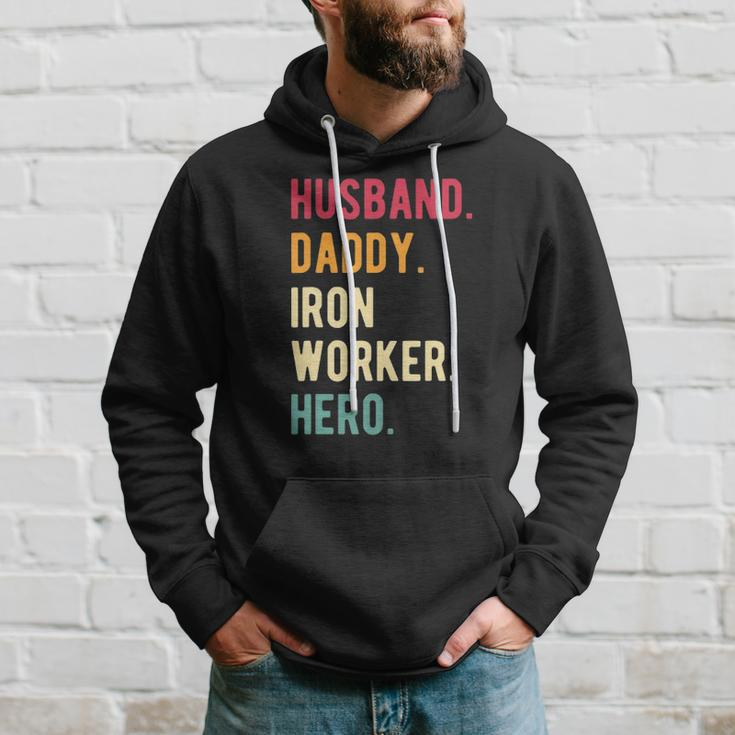 Mens Vintage Husband Daddy Iron Worker Hero Fathers Day Gift Hoodie Gifts for Him