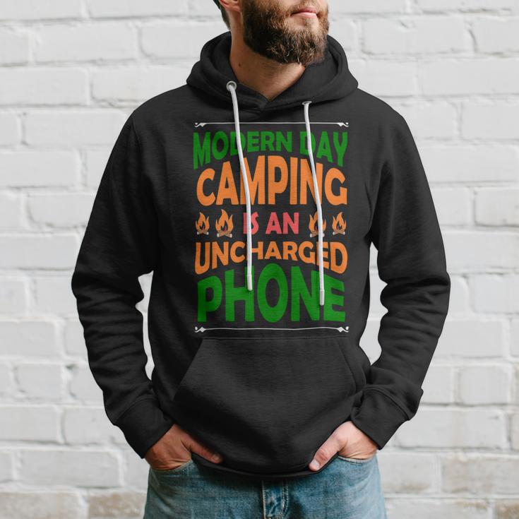 Modern Day Camping Is An Uncharged Phone Hoodie Gifts for Him