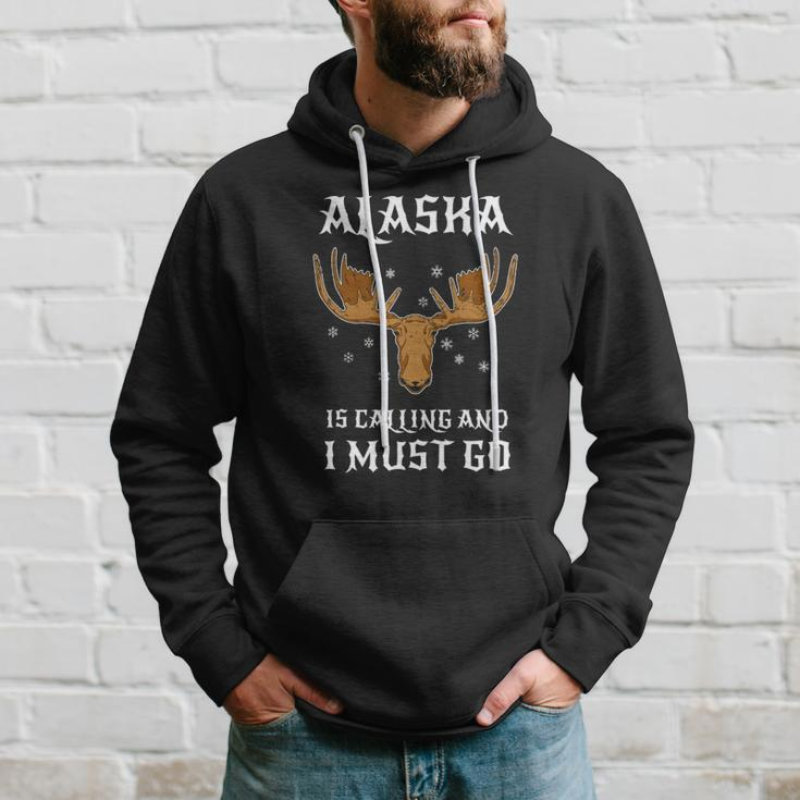 Moose Hunting Canada Elk - Alaska Is Calling And I Must Go Hoodie Gifts for Him