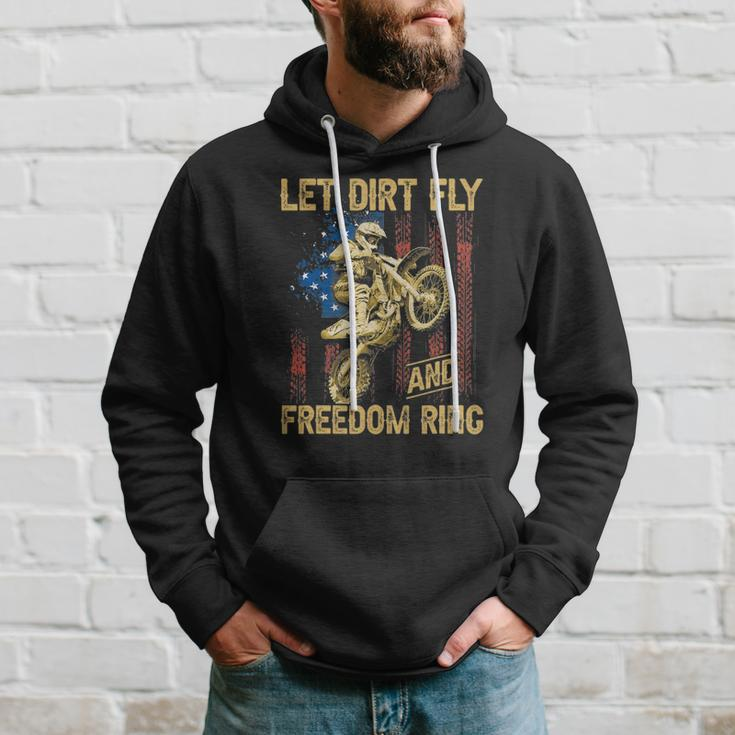 Motorcycle Let Dirt Fly And Freedom Ring Independence Day Hoodie Gifts for Him