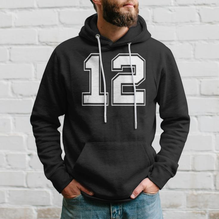 Number 12 Baseball Football Soccer Fathers Day Gift Hoodie Gifts for Him