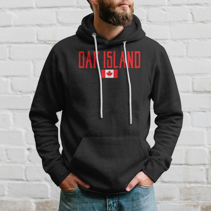 Oak Island Canada Flag Vintage Red Text Hoodie Gifts for Him