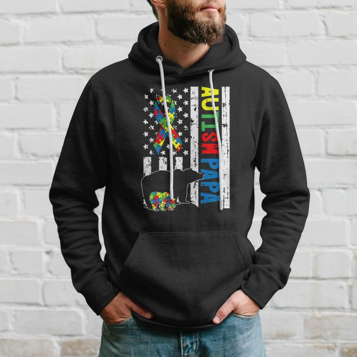 Papa Bear Matching Family Autism Awareness Gifts Us Flag Hoodie Gifts for Him