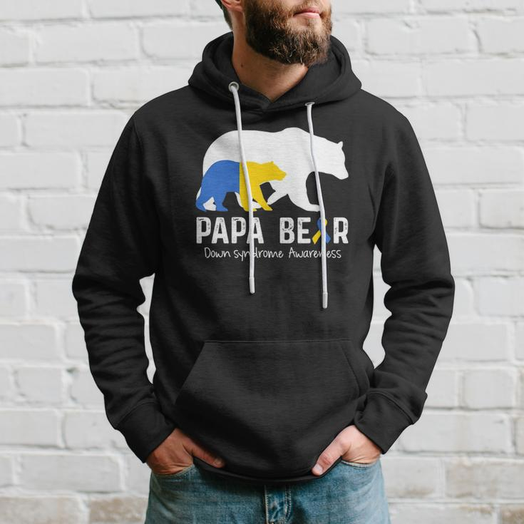 Papa Bear Support Down Syndrome Awareness Fathers Day Hoodie Gifts for Him