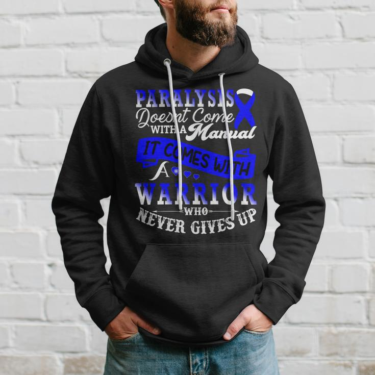 Paralysis Doesnt Come With A Manual It Comes With A Warrior Who Never Gives Up Blue Ribbon Paralysis Paralysis Awareness Hoodie Gifts for Him