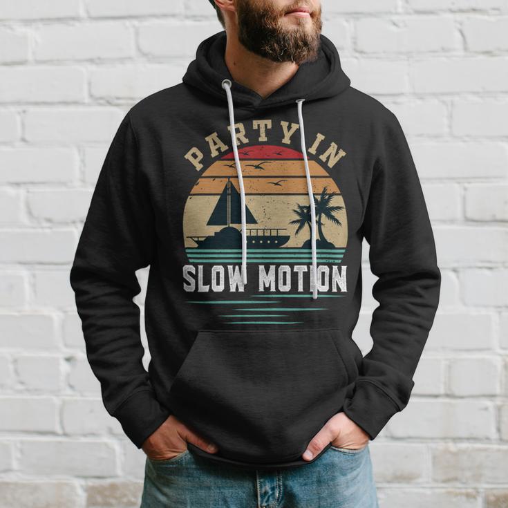 Party In Slow Motion Vintage Funny Boating Boating Gifts Hoodie Gifts for Him