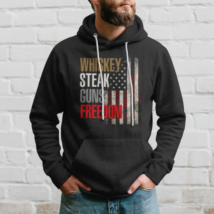 Patriotic American Flag Whiskey Steak Guns And Freedom Hoodie Gifts for Him