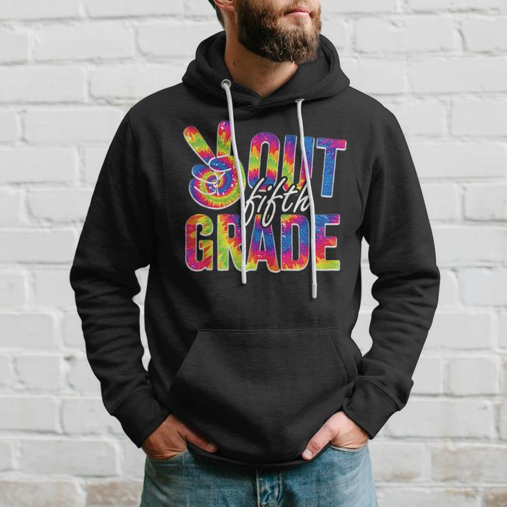 Peace Out Fifth Grade Tie Dye Funny Graduation 5Th Grade Hoodie Gifts for Him