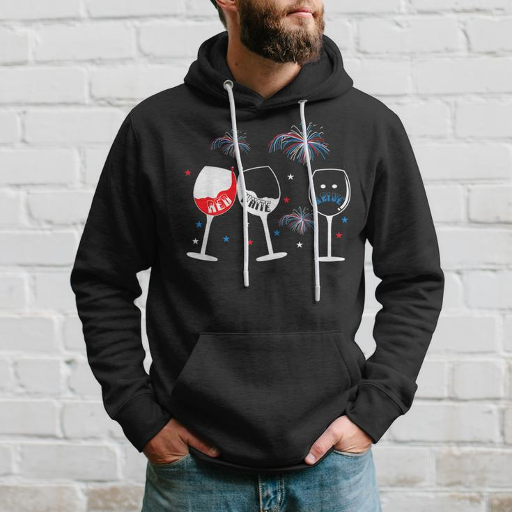 Red White And Blue Funny Wine Glass For 4Th Of July Hoodie Gifts for Him