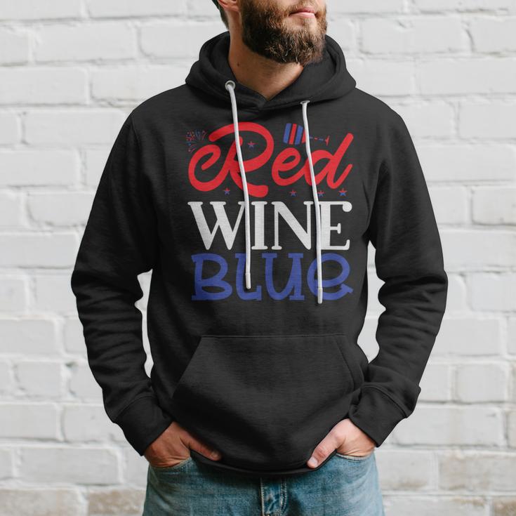 Red Wine Blue 4Th Of July Wine Red White Blue Wine Glasses V2 Hoodie Gifts for Him