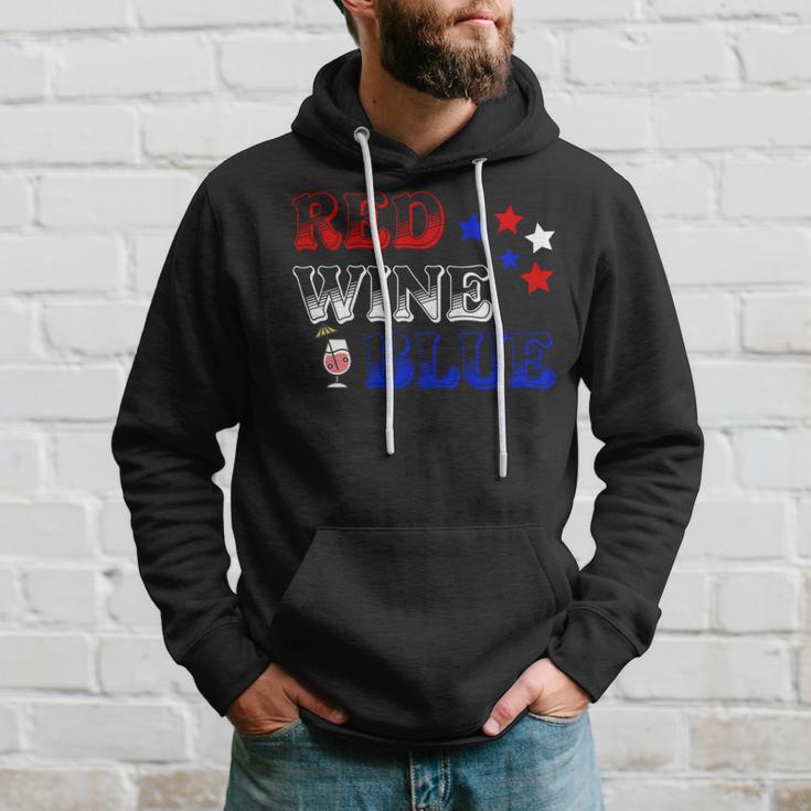 Red Wine Blue 4Th Of July Wine Red White Blue Wine Glasses V3 Hoodie Gifts for Him