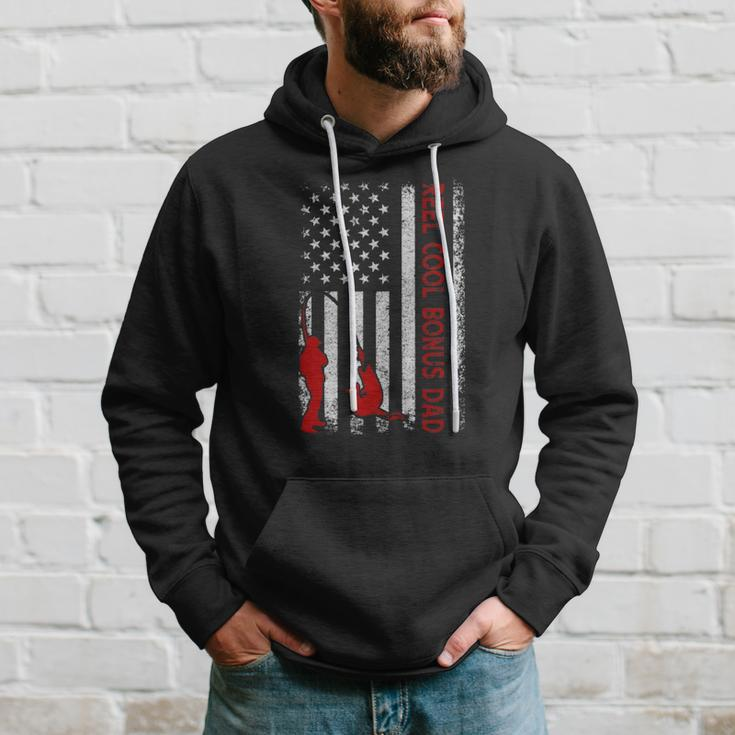 Reel Cool Bonus Dad American Flag Fishing Fathers Day Hoodie Gifts for Him