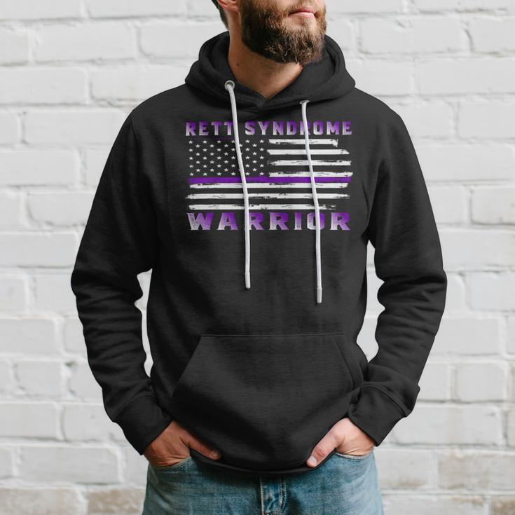 Rett Syndrome Warrior Usa Flag United States Flag Purple Ribbon Rett Syndrome Rett Syndrome Awareness Hoodie Gifts for Him