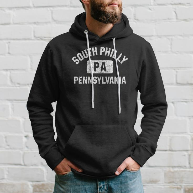 South Philly Philadelphia Pa Gym Style Distress White Print Hoodie Gifts for Him