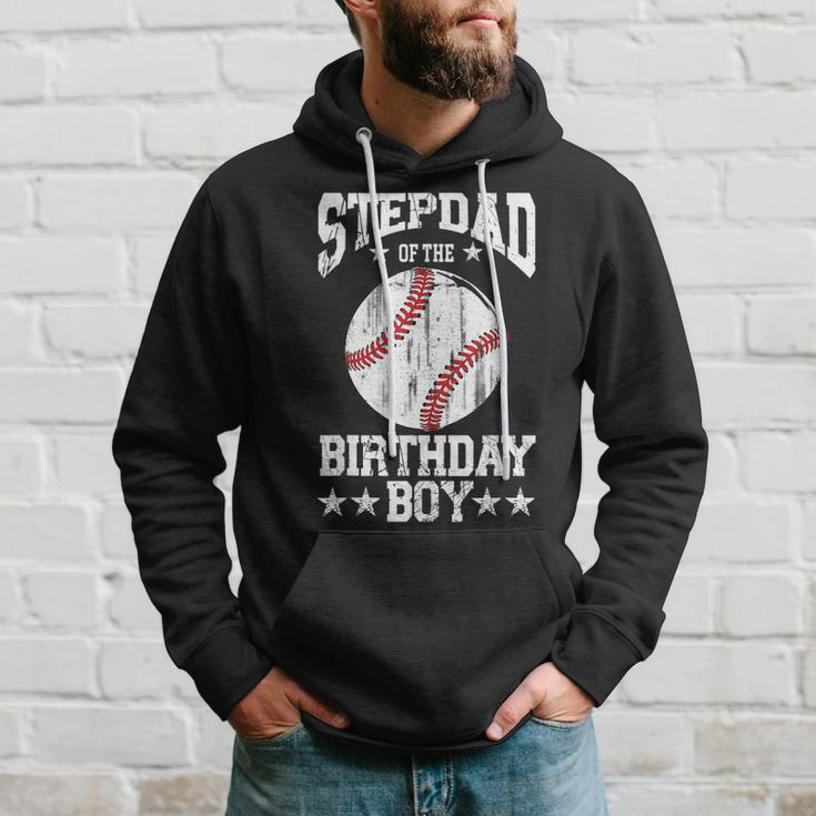 Stepdad Of The Birthday Boy Baseball Lover Vintage Retro Hoodie Gifts for Him
