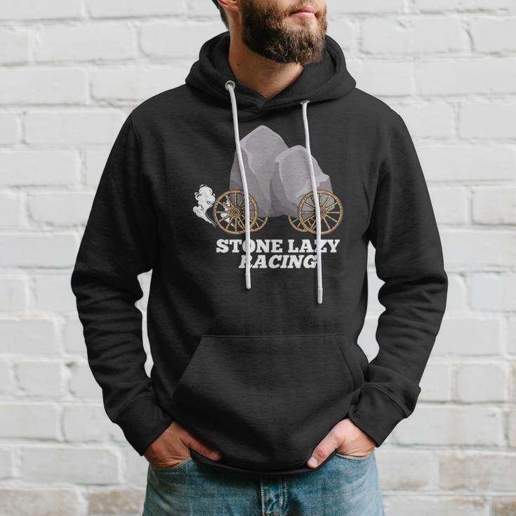 Stone Lazy Racing Rocks On Wooden Wheels Hoodie Gifts for Him