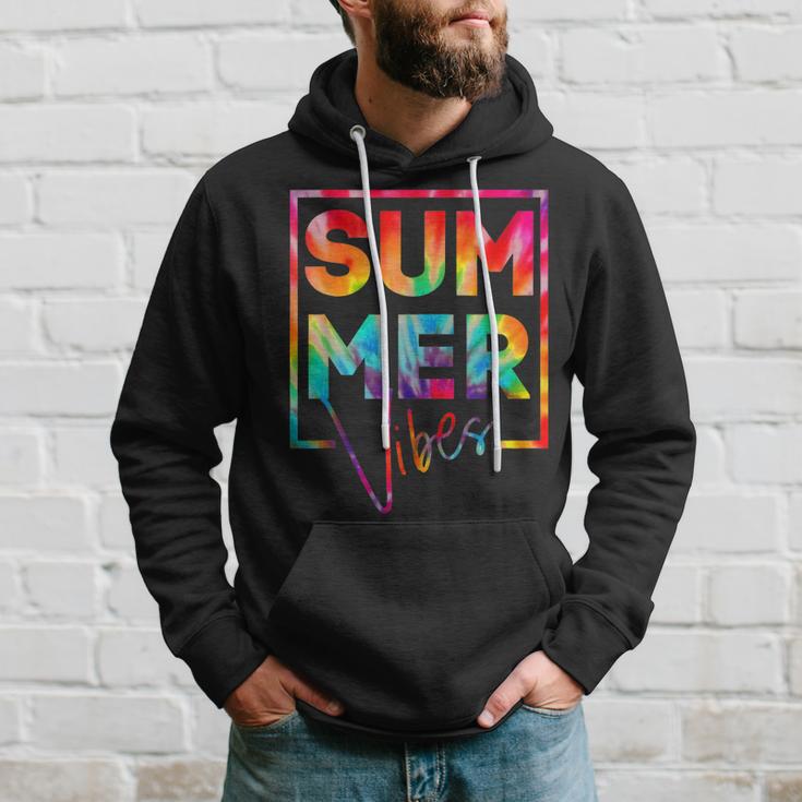 Summer Vibes Tie Dye Hello Summer Vacation Hoodie Gifts for Him