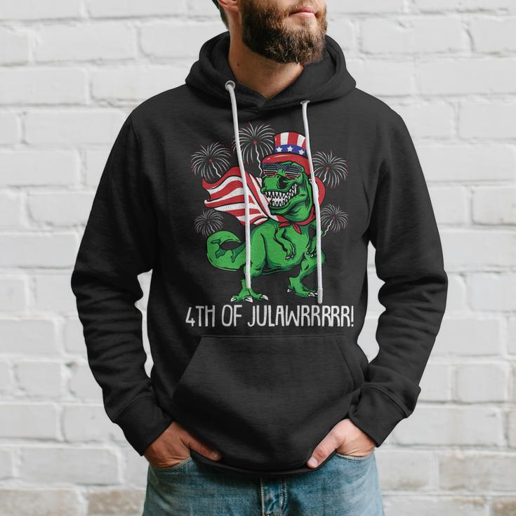 T-Rex American Flag 4Th Of July Funny Rawr Patriotic Dino Hoodie Gifts for Him