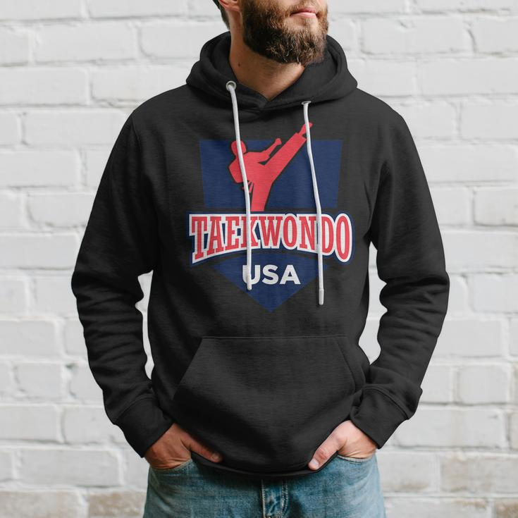 Taekwondo Usa Support The Team Usa Flag Fighting Hoodie Gifts for Him