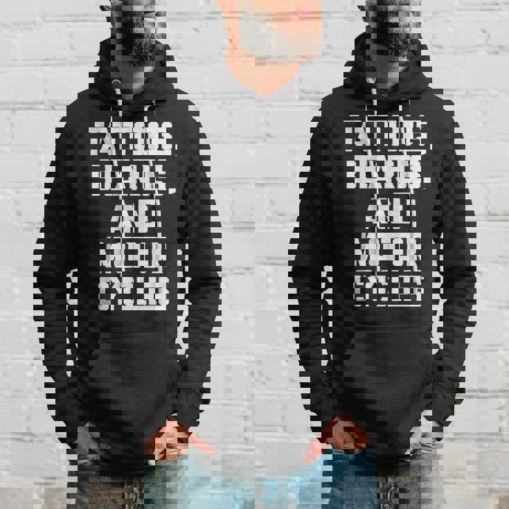 Tattoos Beards & Motorcycles Funny Biker Motorcycle Hoodie Gifts for Him