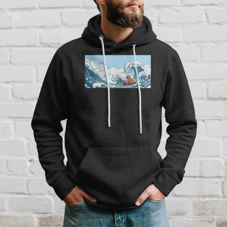The Capybara On Great Wave Hoodie Gifts for Him