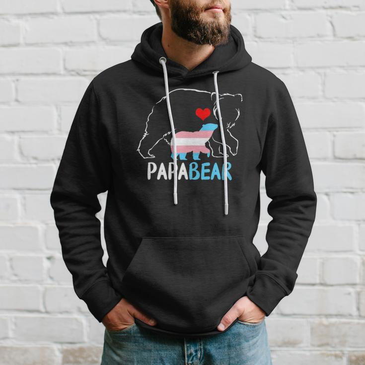 Trans Papa Bear Proud Dad Rainbow Transgender Fathers Day Hoodie Gifts for Him