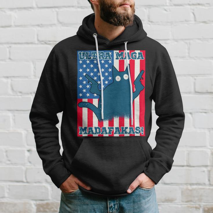 Ultra Maga Madafakas Cat American Flag Hoodie Gifts for Him