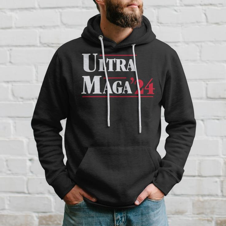 Ultra Maga Retro Style Red And White Text Hoodie Gifts for Him