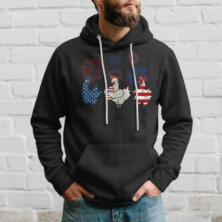 Usa Flag Chicken Fireworks Patriotic 4Th Of July Hoodie Gifts for Him