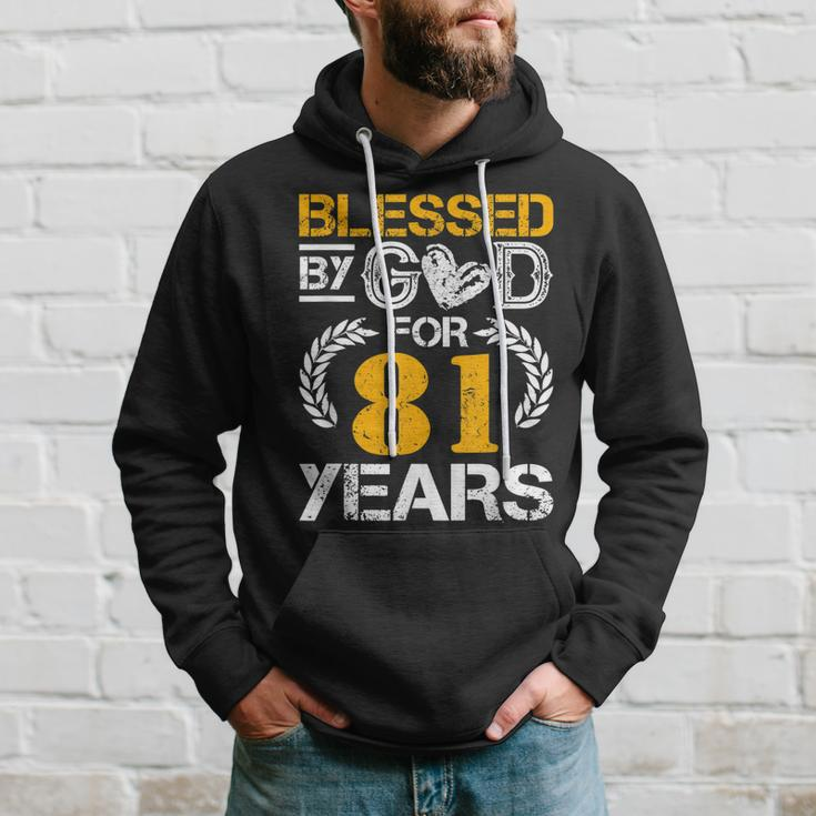 Vintage Blessed By God For 81 Years Happy 81St Birthday Hoodie Gifts for Him