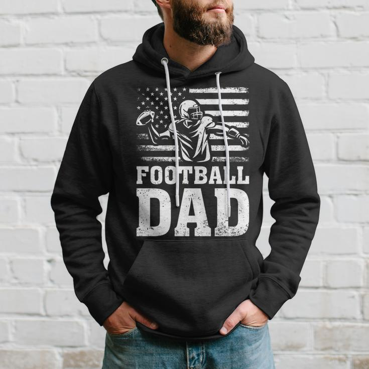 Vintage Football Dad American Flag Football 4Th Of July Hoodie Gifts for Him