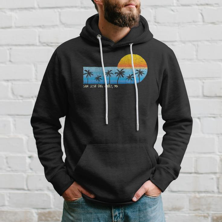 Vintage San Jose Del Cabo Mx Palm Trees & Sunset Beach Hoodie Gifts for Him