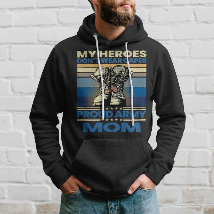 Vintage Veteran Mom My Heroes Dont Wear Capes Army Boots T-Shirt Hoodie Gifts for Him