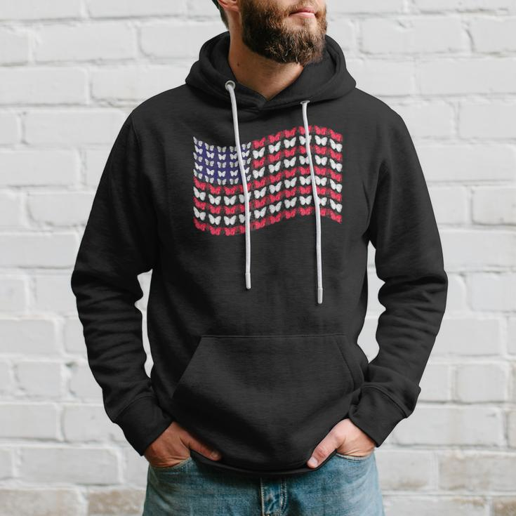 Womens Butterflies American Flag 4Th Of July Usa Butterfly Flag Hoodie Gifts for Him