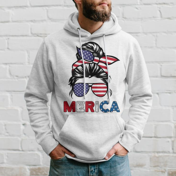 4Th Of July Merica Sunglasses Classy Mom Life Messy Bun Hoodie Gifts for Him